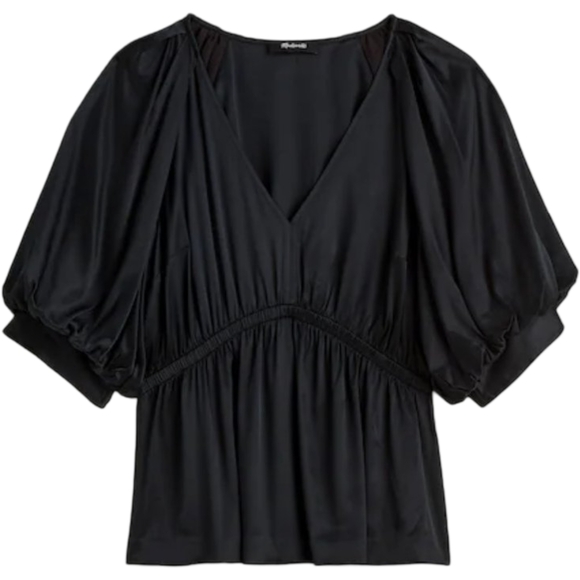 Madewell Satin Short Sleeve Top  Size Small NWT - Picture 5 of 12